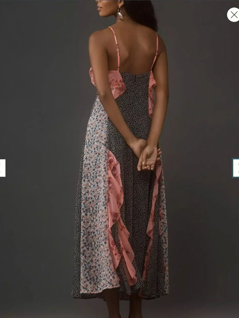 Sz L — By Anthropologie Sleeveless V-Neck Ruffle Midi Dress NWT - Picture 5 of 5
